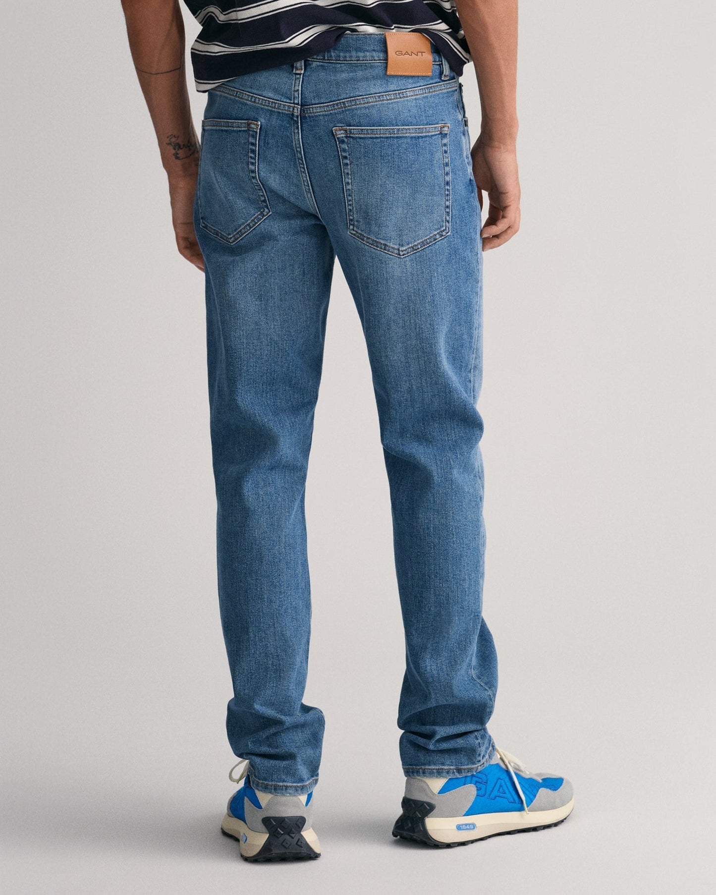 Men's Slim Fit Jeans - MID BLUE WORN IN