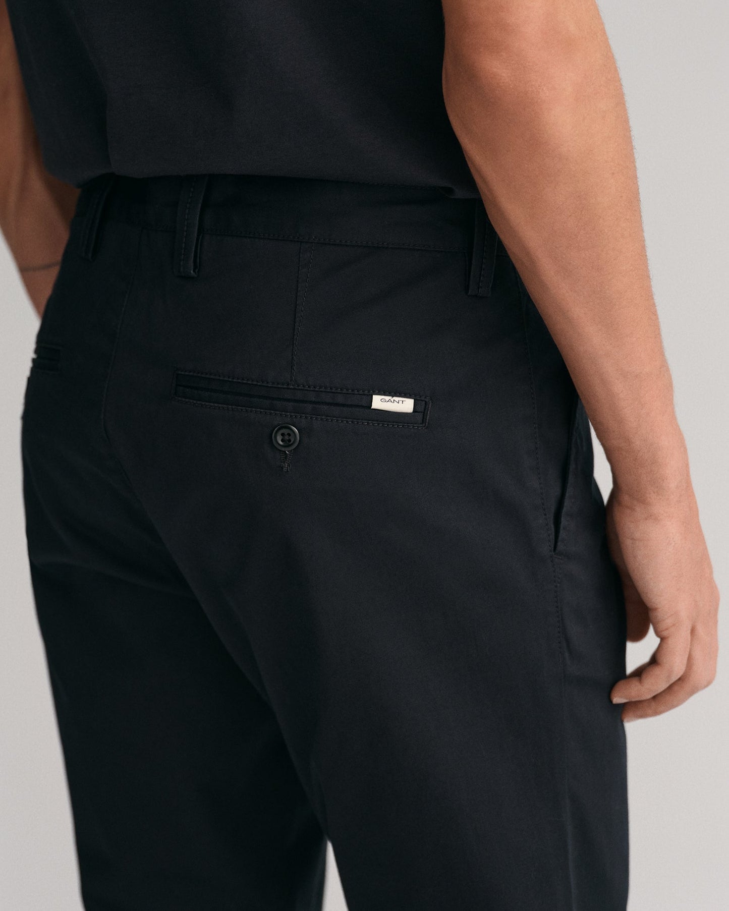 Men's Slim Fit Twill Chinos - BLACK