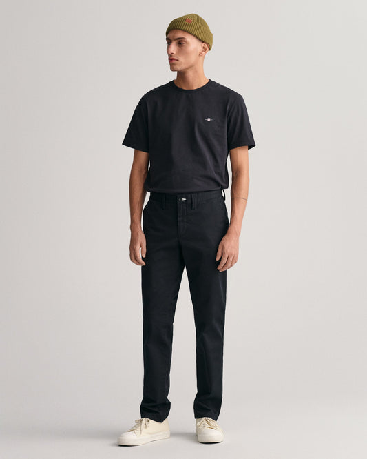 Men's Slim Fit Twill Chinos - BLACK