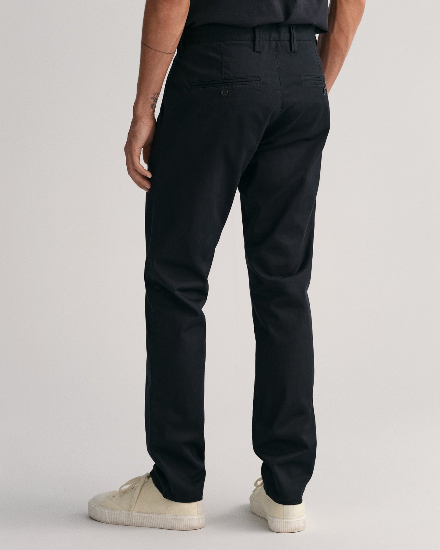 Men's Slim Fit Twill Chinos - BLACK