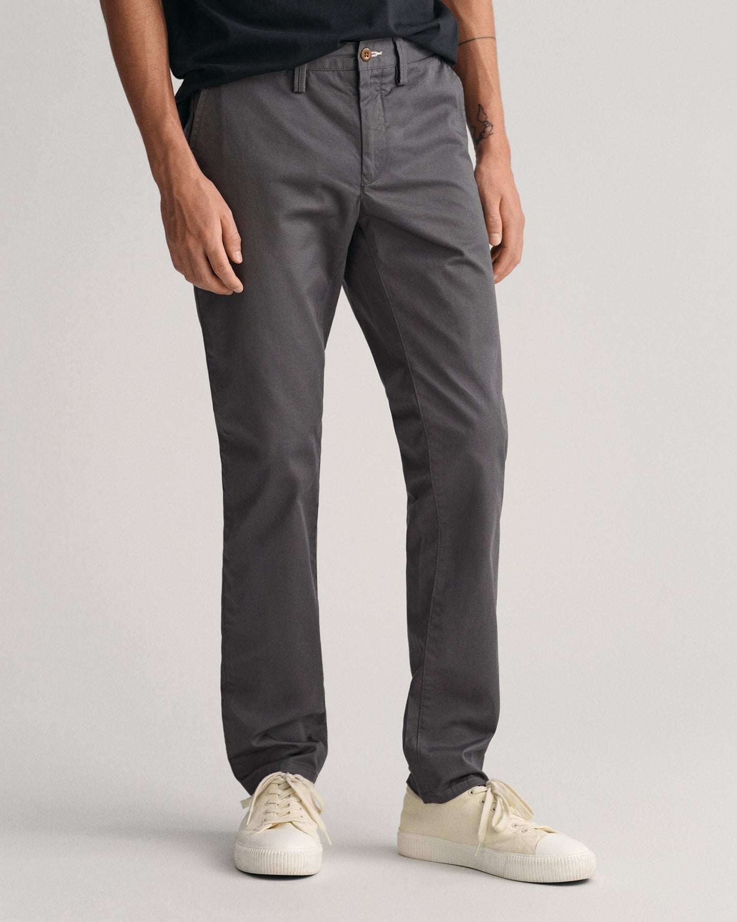 Men's Slim Fit Twill Chinos - ANTRACITE