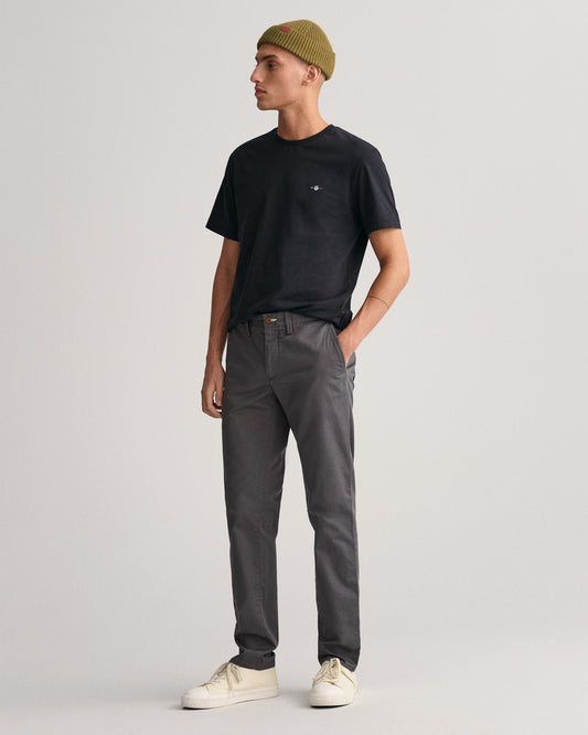 Men's Slim Fit Twill Chinos - ANTRACITE