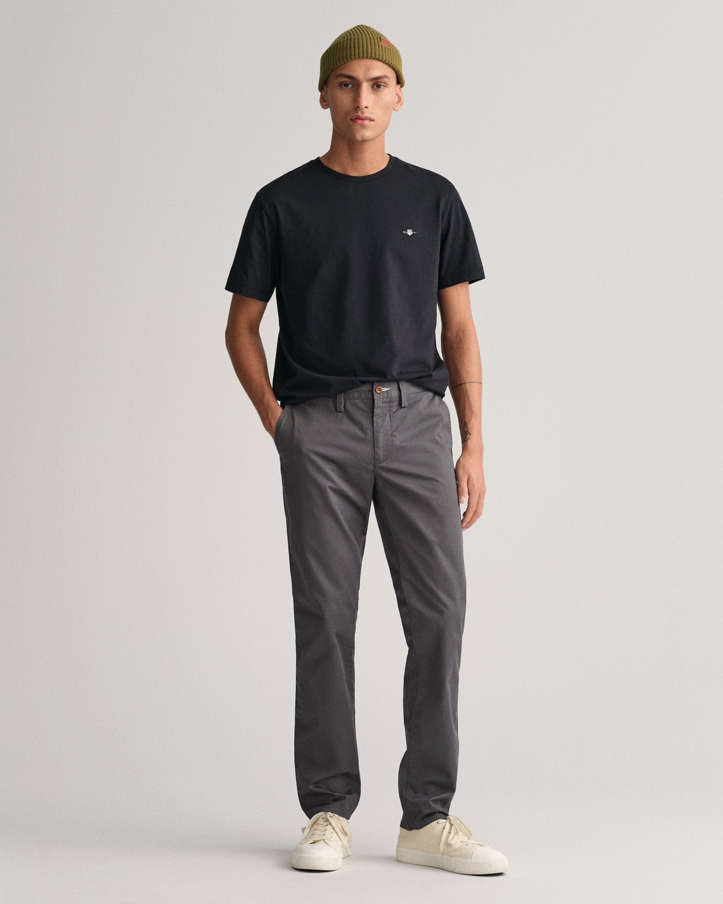 Men's Slim Fit Twill Chinos - ANTRACITE