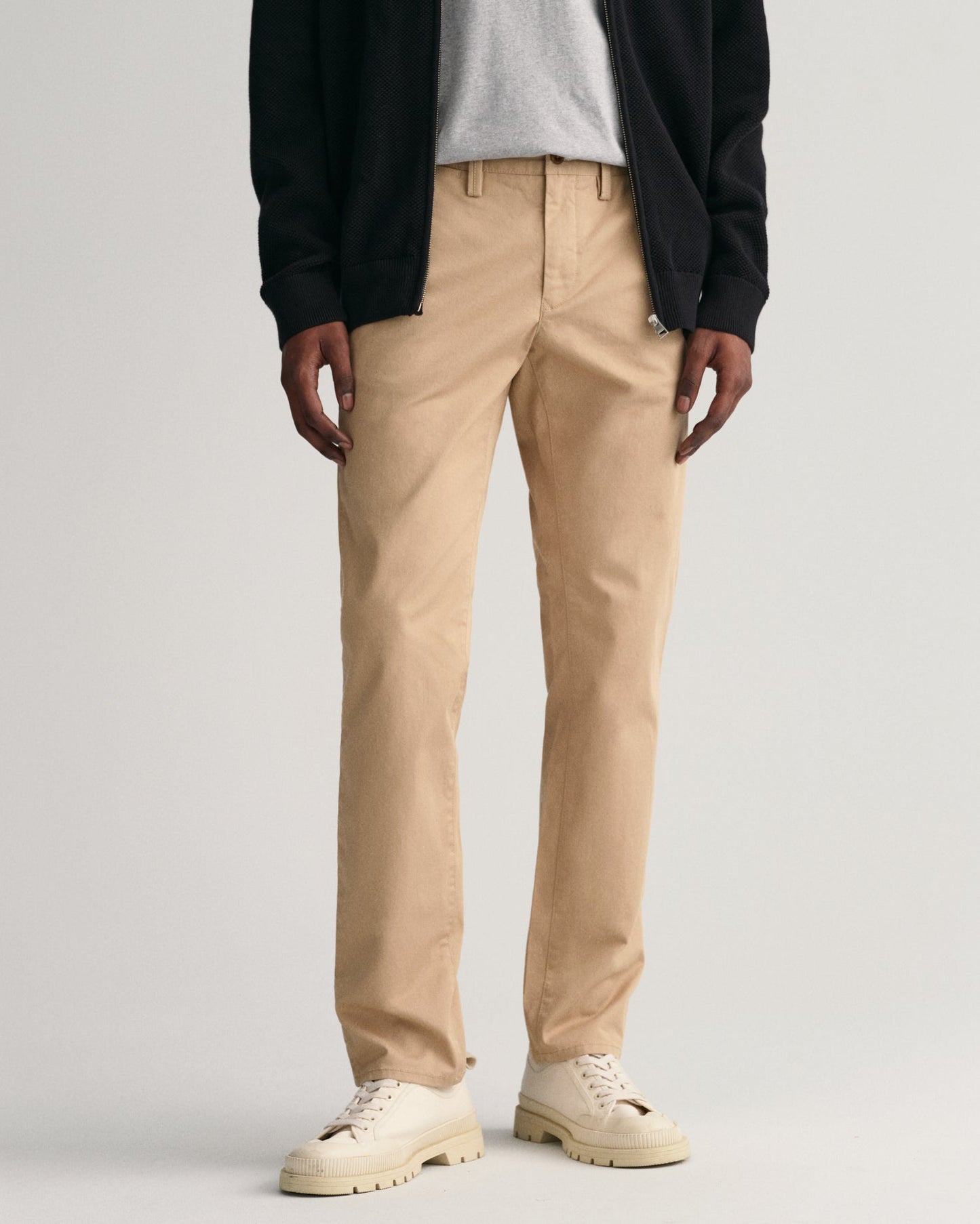 Men's Slim Fit Twill Chinos - DARK KHAKI