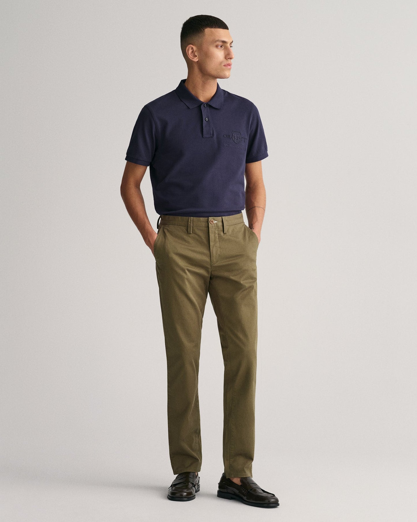 Men's Slim Fit Twill Chinos - JUNIPER GREEN