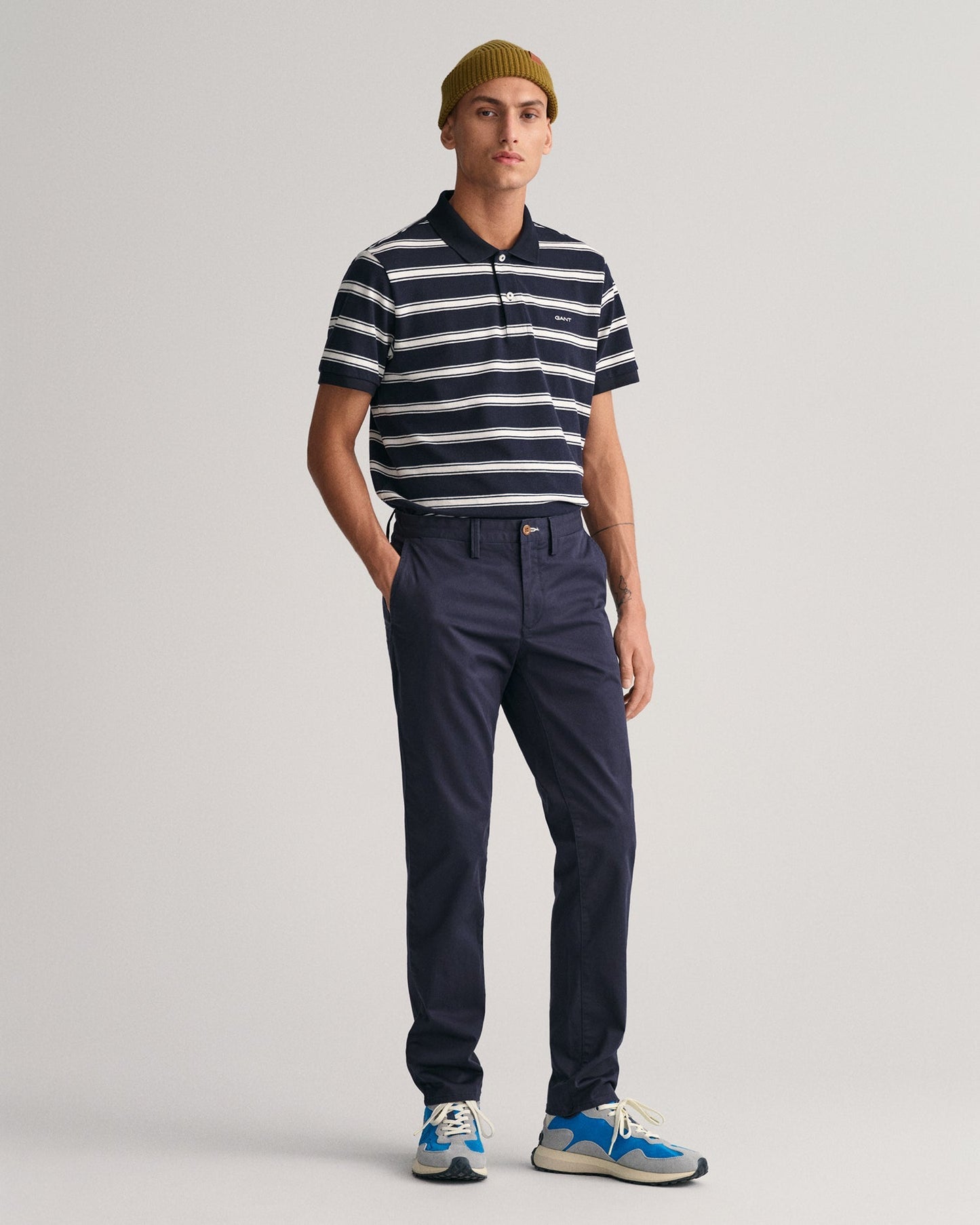 Men's Slim Fit Twill Chinos - MARINE