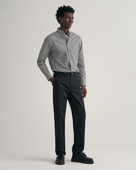 Men's Regular Fit Twill Chinos - BLACK