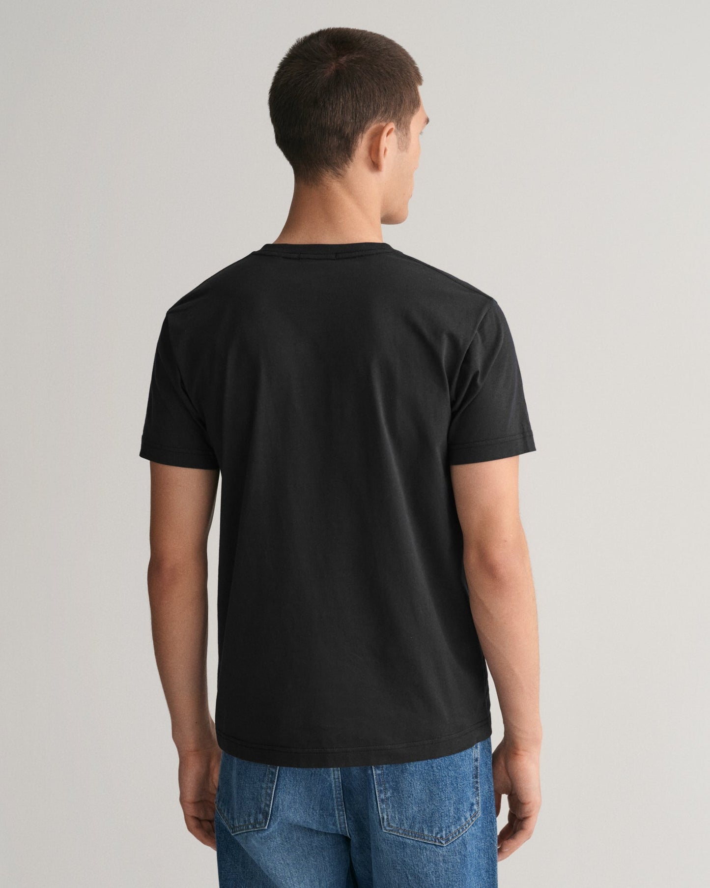 Men's Slim Fit Shield V-Neck T-Shirt - BLACK