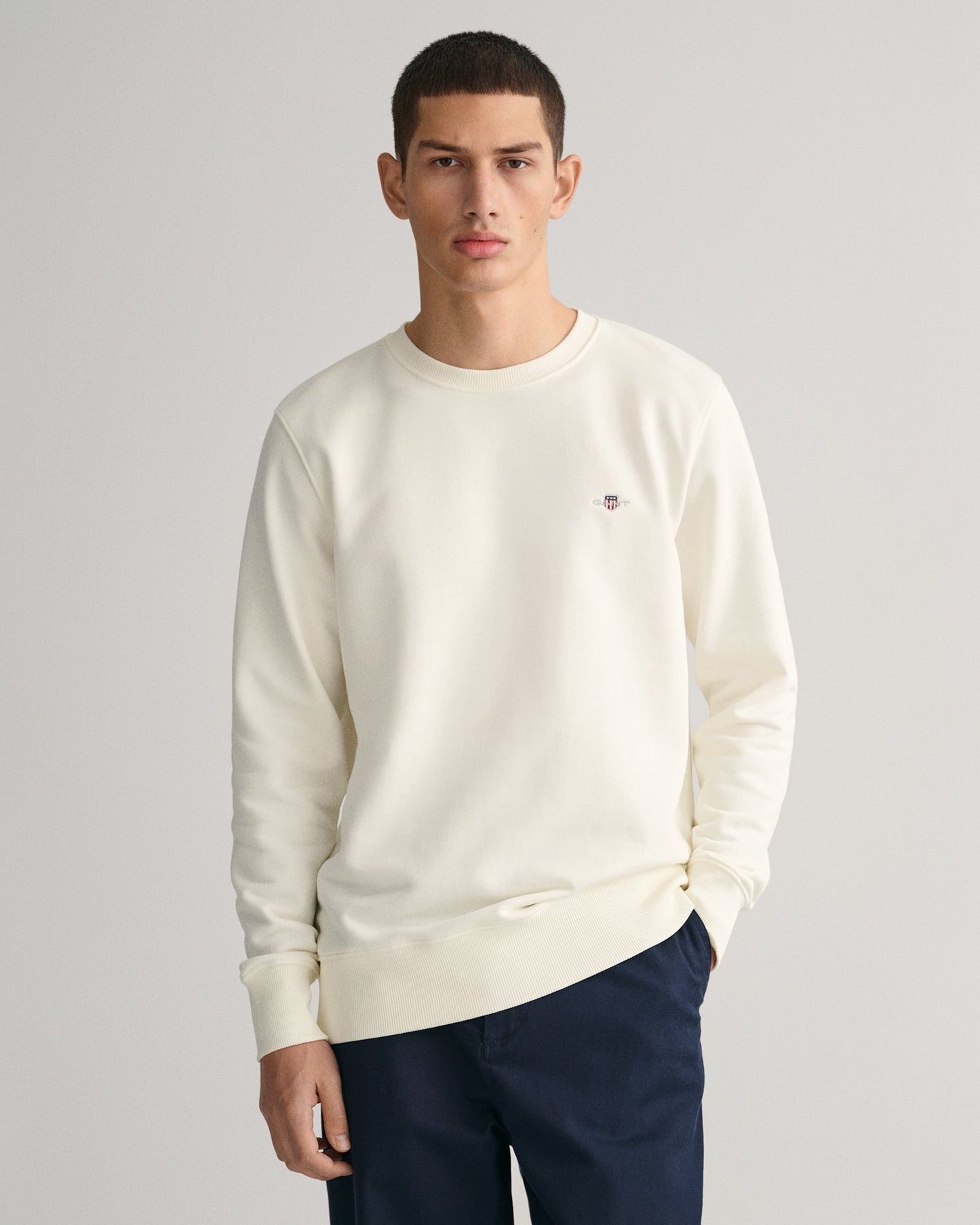 Men's Shield Crew Neck Sweatshirt - EGGSHELL