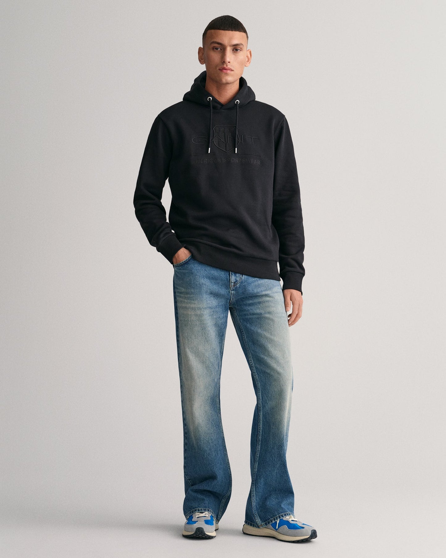 Men's Tonal Shield Hoodie - BLACK