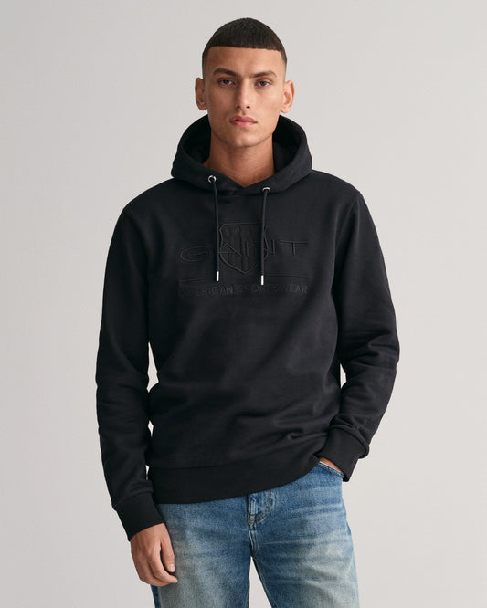 Men's Tonal Shield Hoodie - BLACK