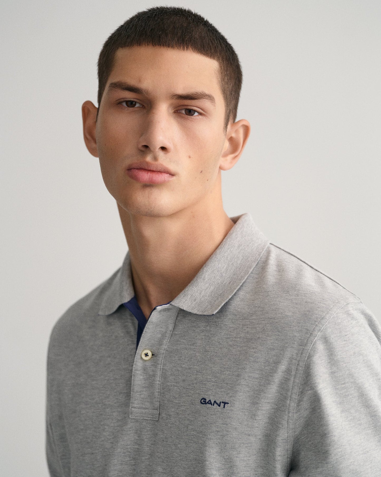 Men's Contrast Piqué Polo Shirt - GREY MELANGE