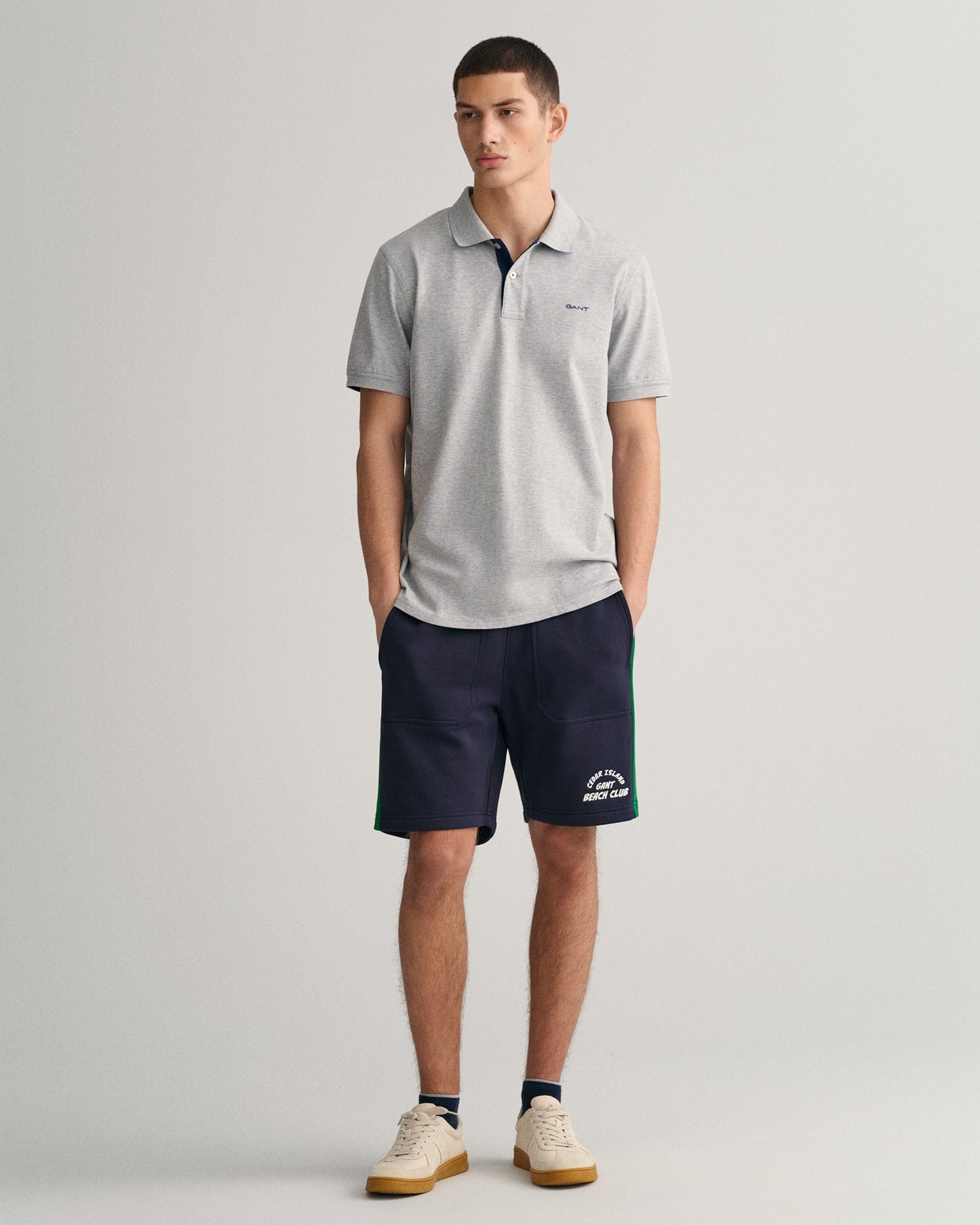 Men's Contrast Piqué Polo Shirt - GREY MELANGE