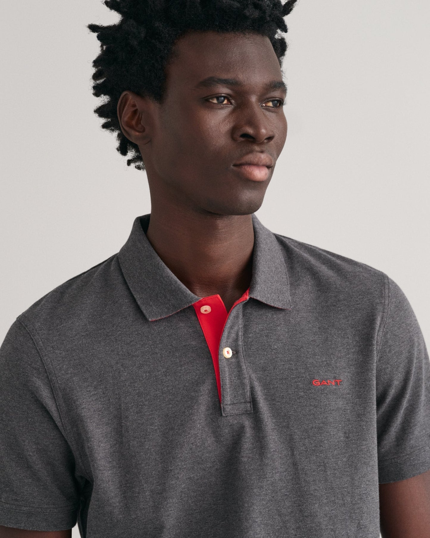 Men's Contrast Piqué Polo Shirt - ANTRACIT MELANGE