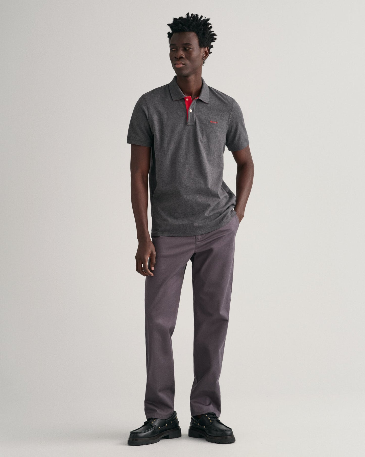 Men's Contrast Piqué Polo Shirt - ANTRACIT MELANGE