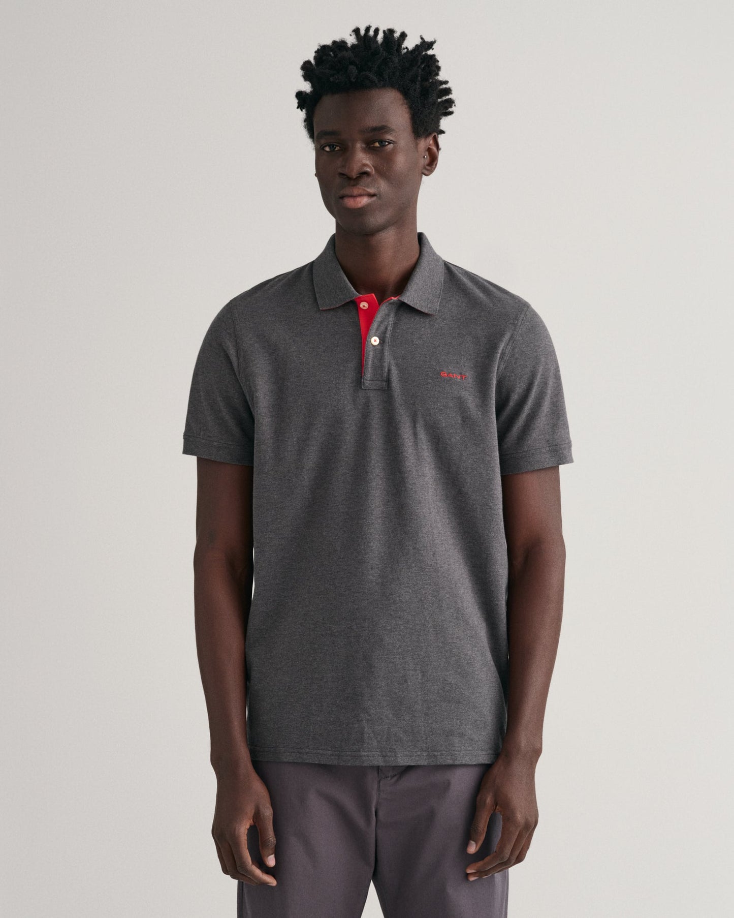 Men's Contrast Piqué Polo Shirt - ANTRACIT MELANGE