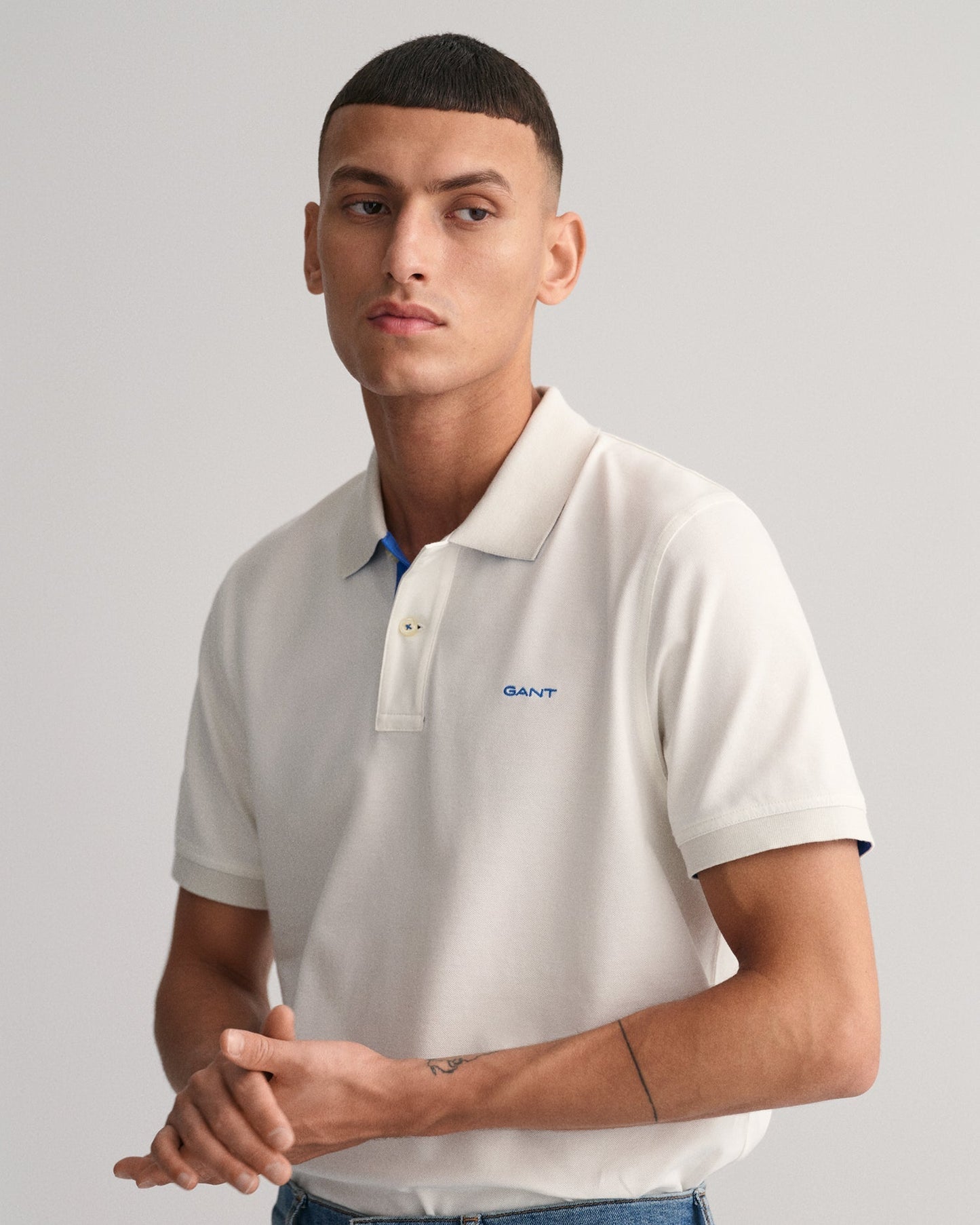 Men's Contrast Piqué Polo Shirt - EGGSHELL