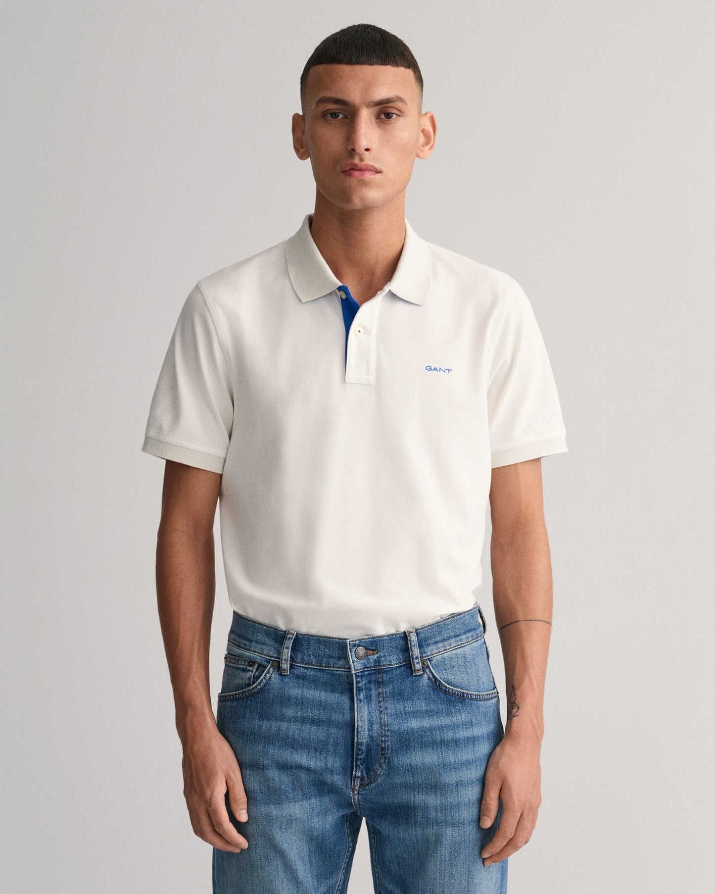 Men's Contrast Piqué Polo Shirt - EGGSHELL