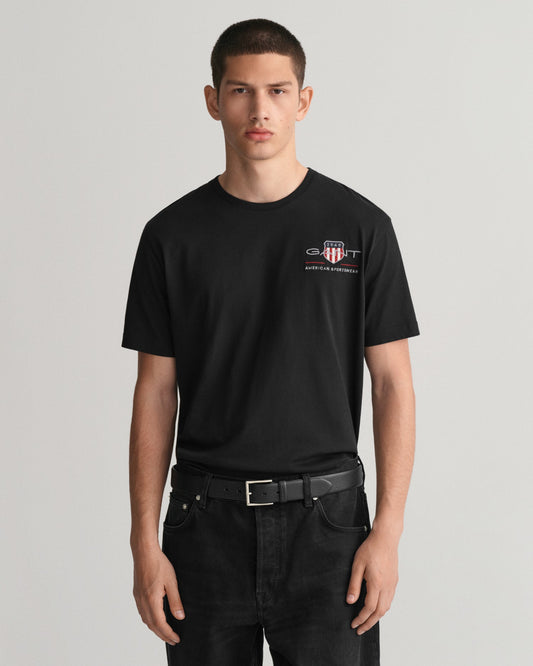 Men's Embroidered Archive Shield T-Shirt - BLACK