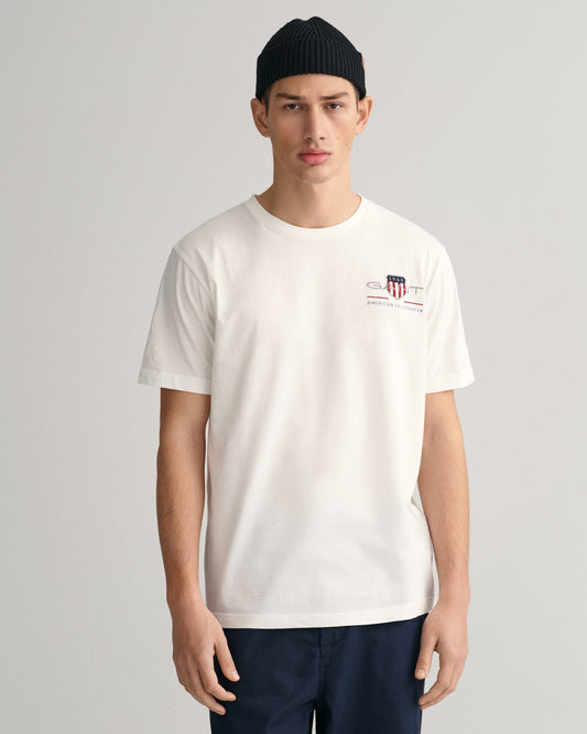 Men's Embroidered Archive Shield T-Shirt - WHITE