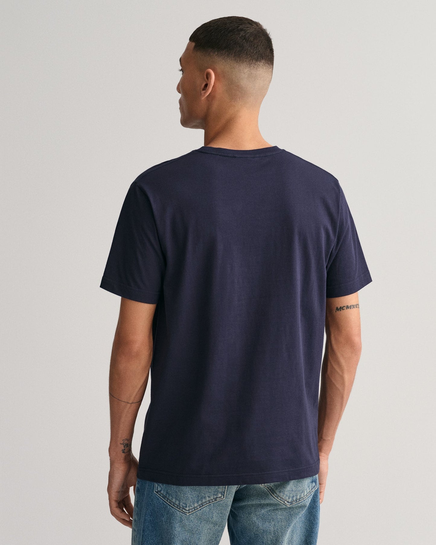 Men's Embroidered Archive Shield T-Shirt - EVENING BLUE