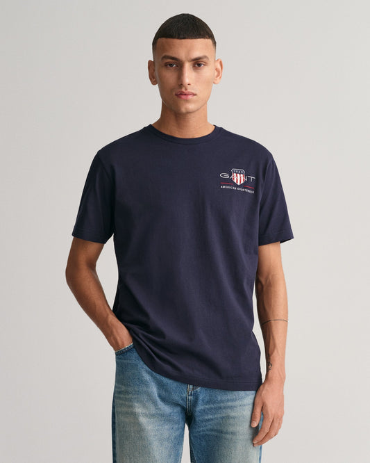 Men's Embroidered Archive Shield T-Shirt - EVENING BLUE