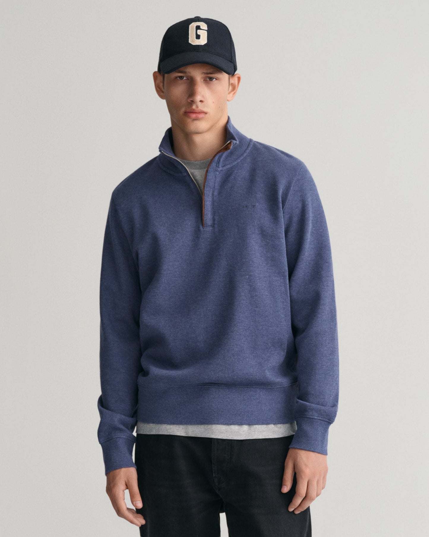 Men's Sacker Rib Half-Zip Sweatshirt - DARK JEANSBLUE MELANGE