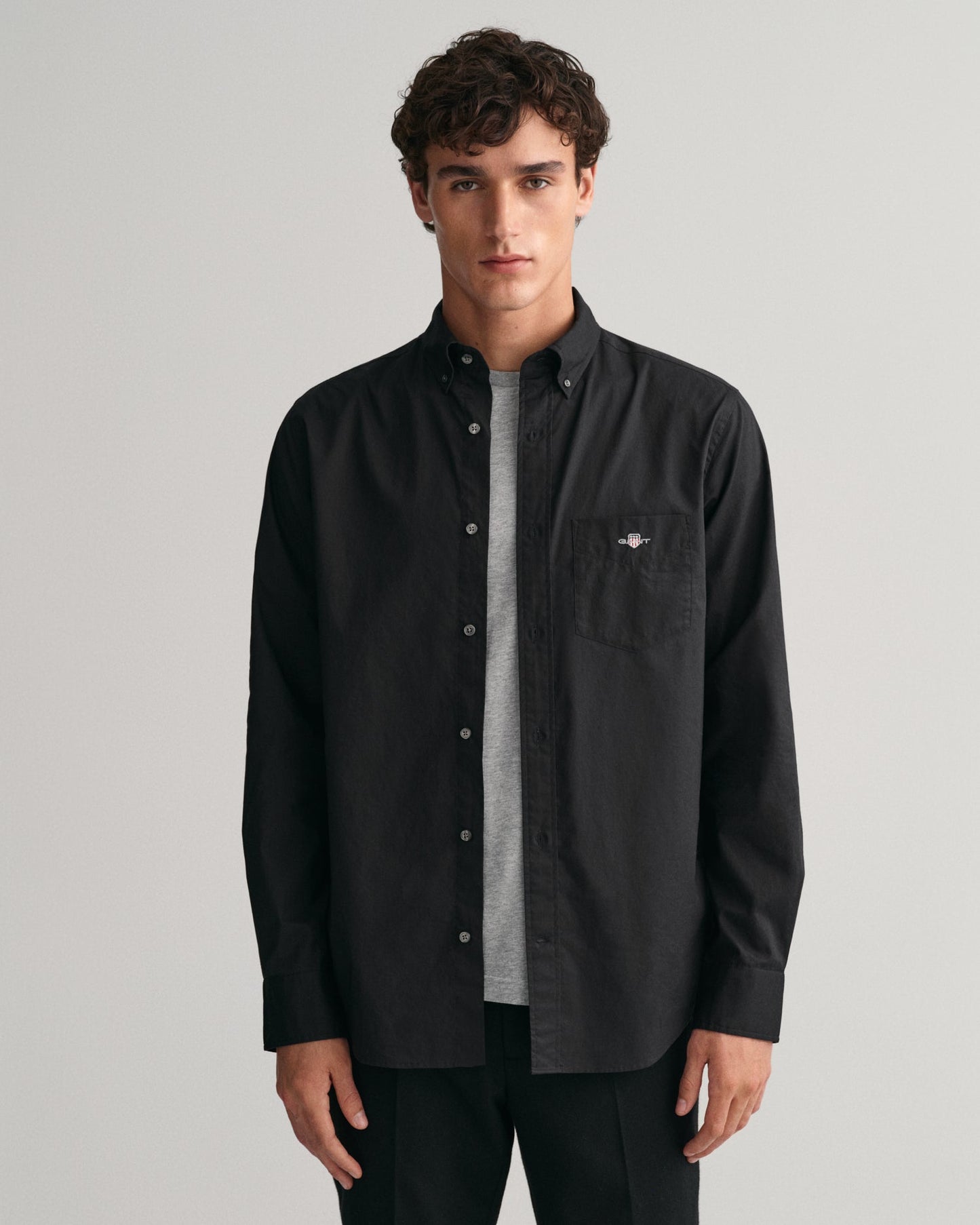 Men's Regular Fit Poplin Shirt - BLACK