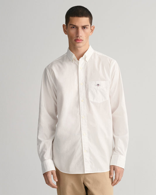 Men's Regular Fit Poplin Shirt - WHITE