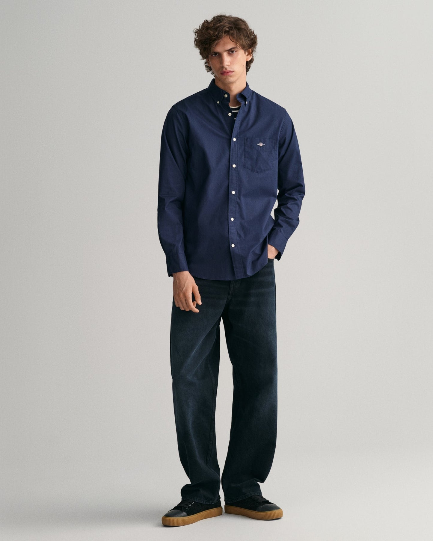 Men's Regular Fit Poplin Shirt - MARINE