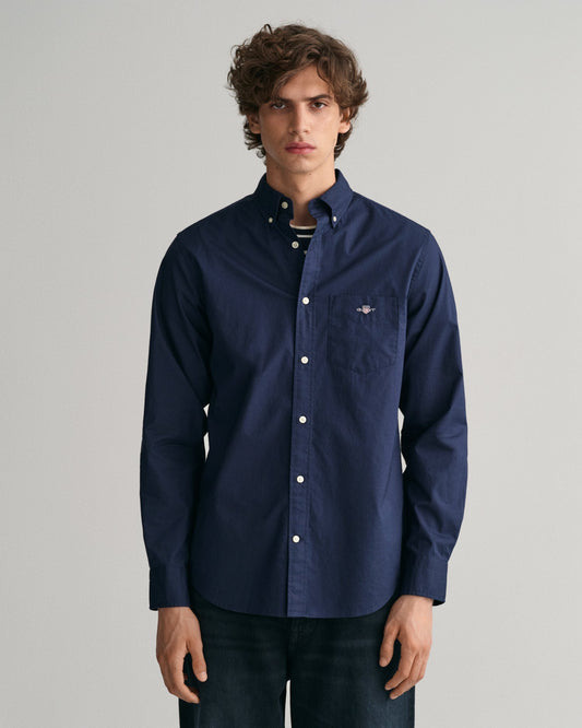 Men's Regular Fit Poplin Shirt - MARINE