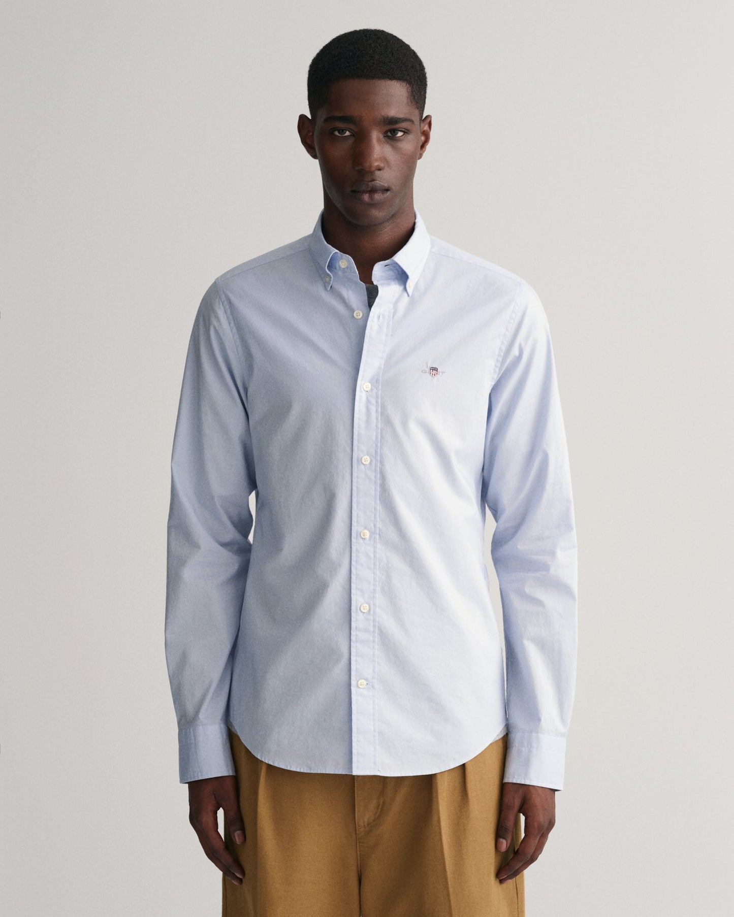 Men's Slim Fit Poplin Shirt - LIGHT BLUE