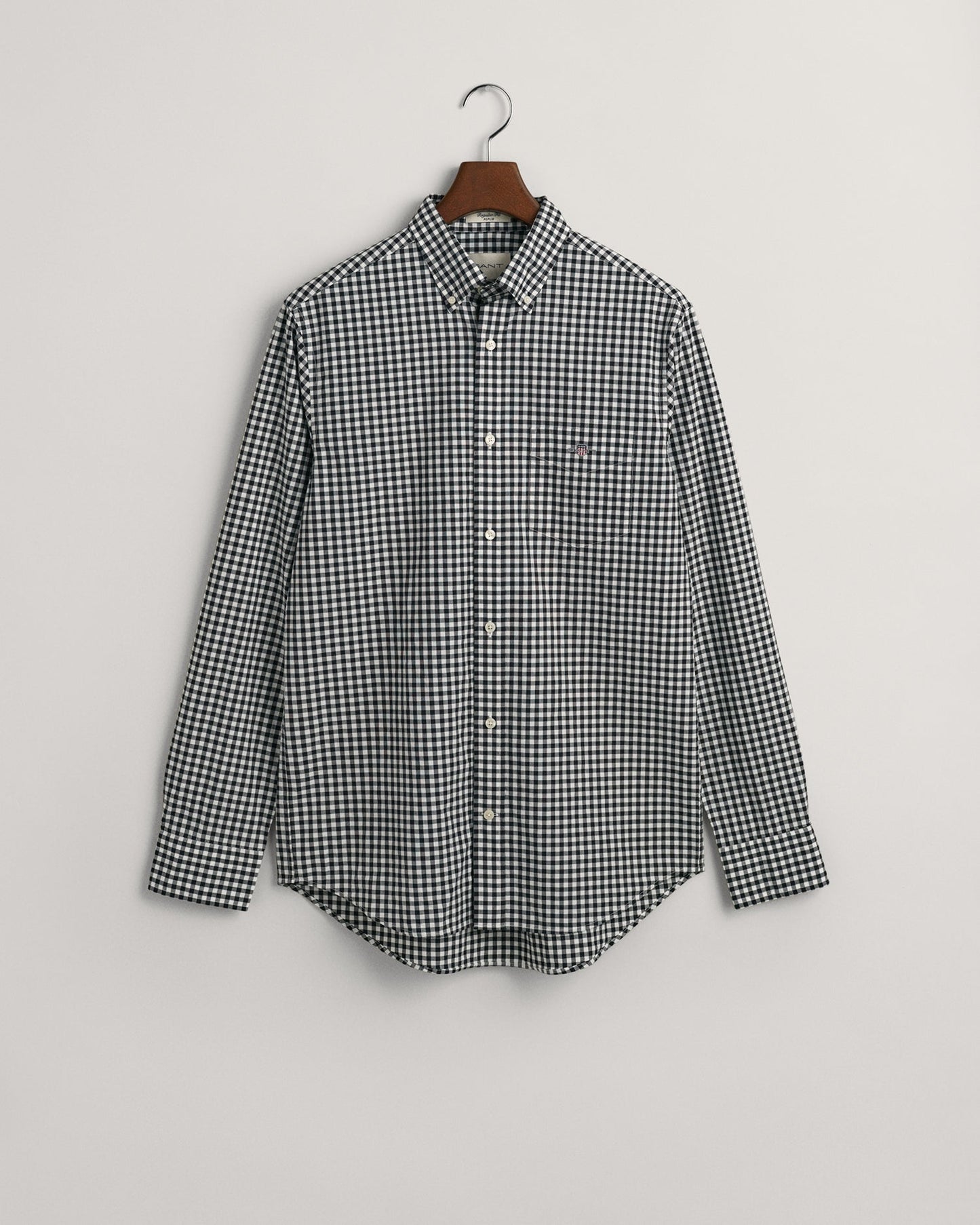 Men's Regular Fit Gingham Poplin Shirt - BLACK