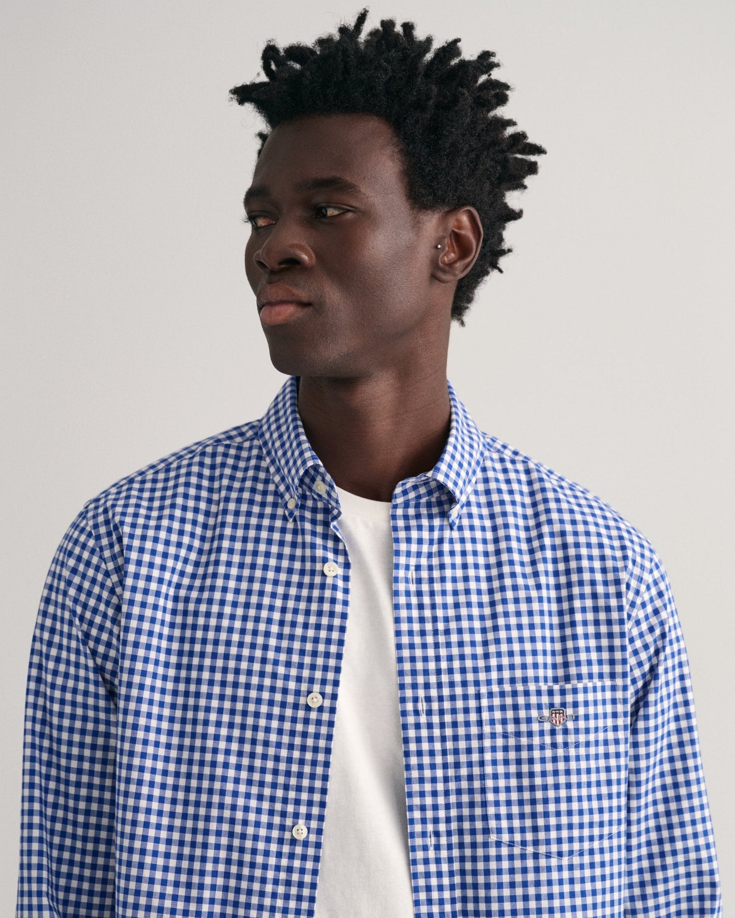 Men's Regular Fit Gingham Poplin Shirt - COLLEGE BLUE