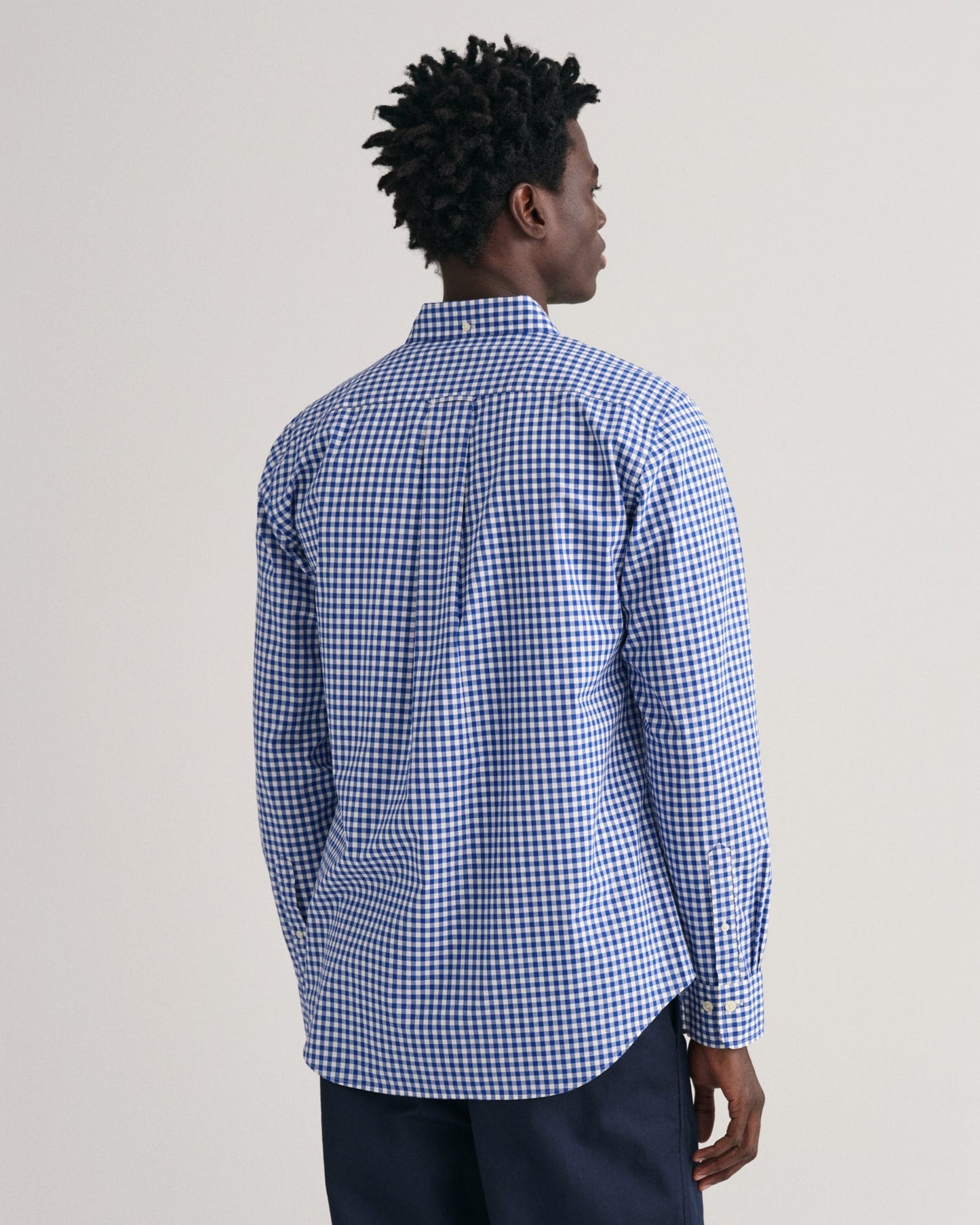 Men's Regular Fit Gingham Poplin Shirt - COLLEGE BLUE