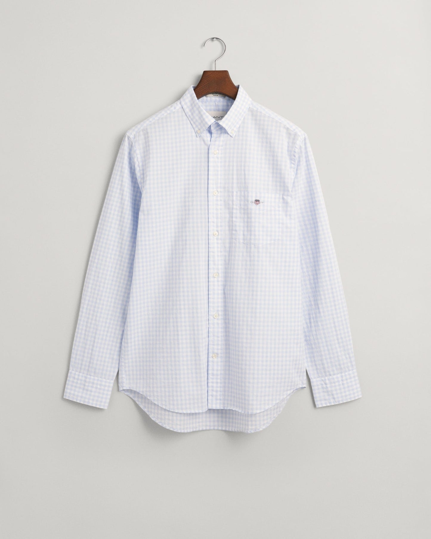 Men's Regular Fit Gingham Poplin Shirt - LIGHT BLUE