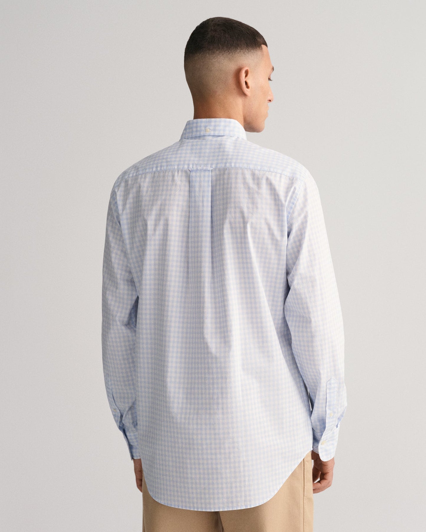 Men's Regular Fit Gingham Poplin Shirt - LIGHT BLUE