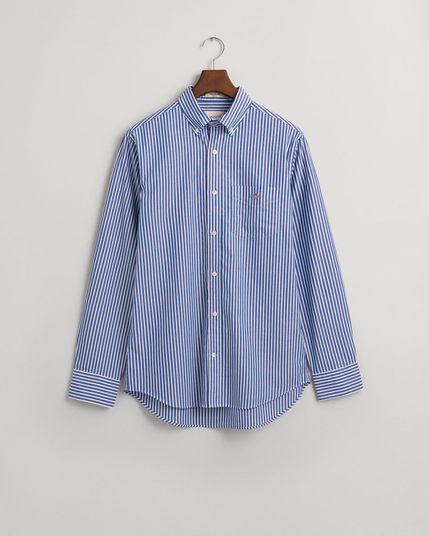 Men's Regular Fit Striped Poplin Shirt - COLLEGE BLUE