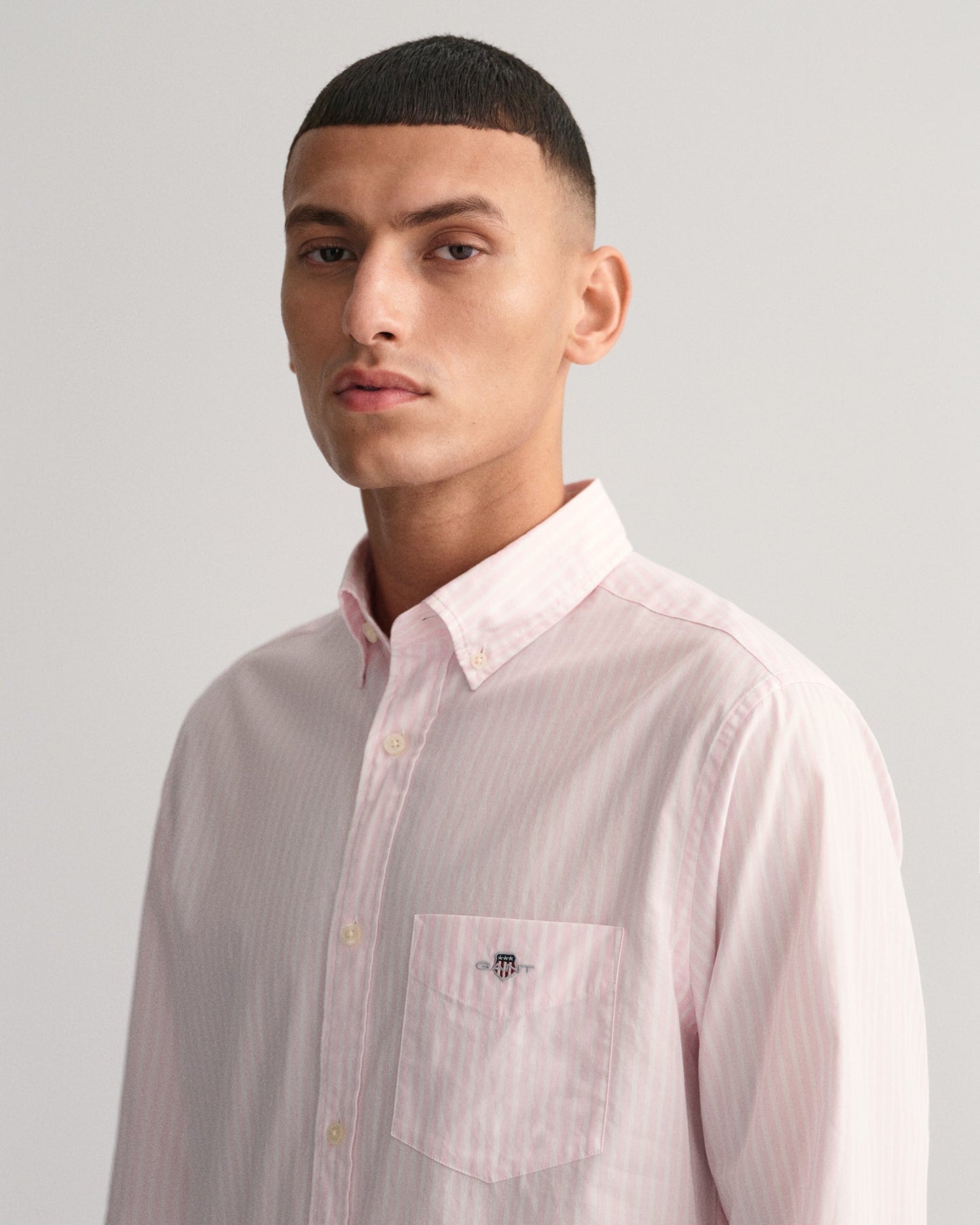 Men's Regular Fit Striped Poplin Shirt - LIGHT PINK