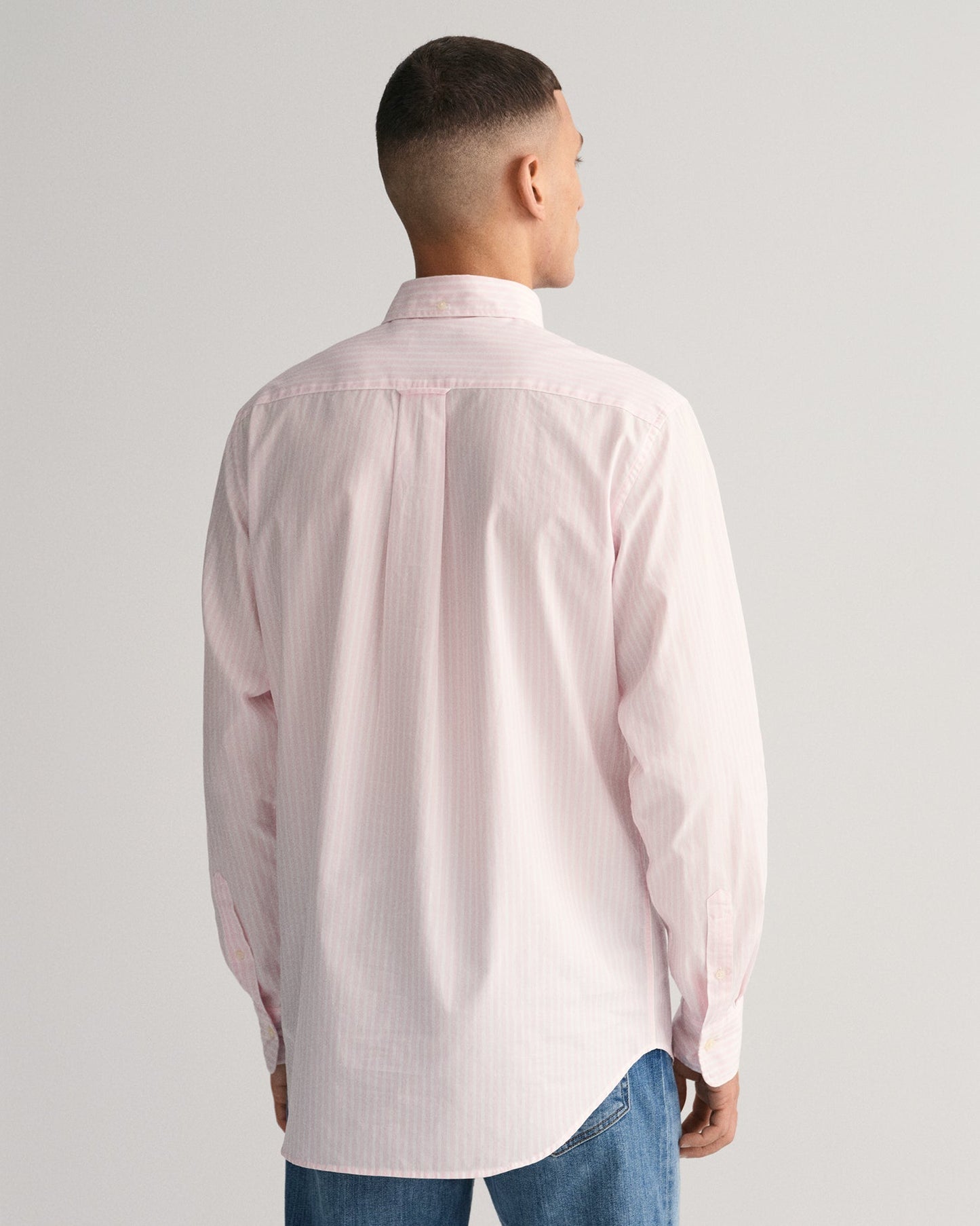 Men's Regular Fit Striped Poplin Shirt - LIGHT PINK