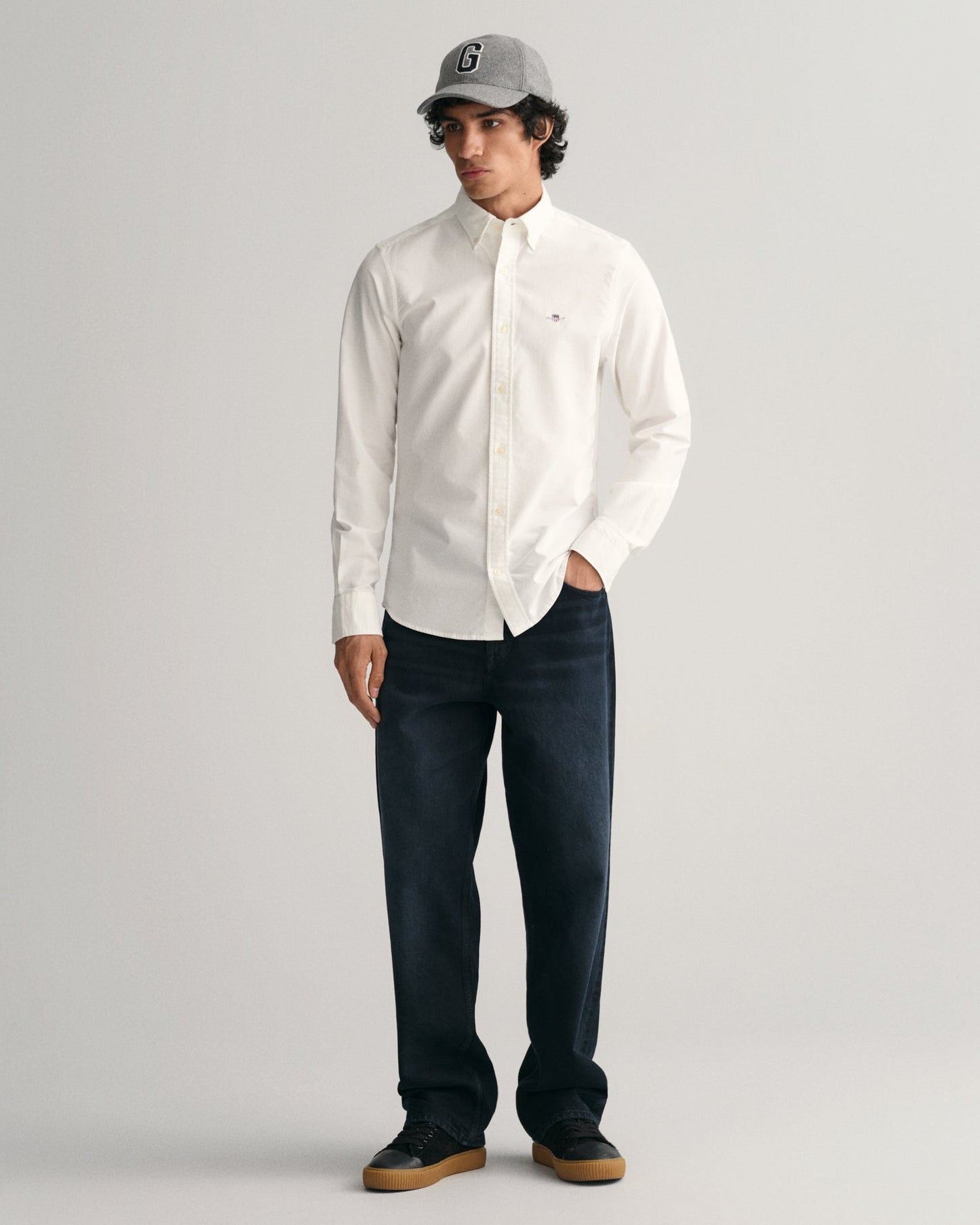 Men's Slim Fit Oxford Shirt - WHITE