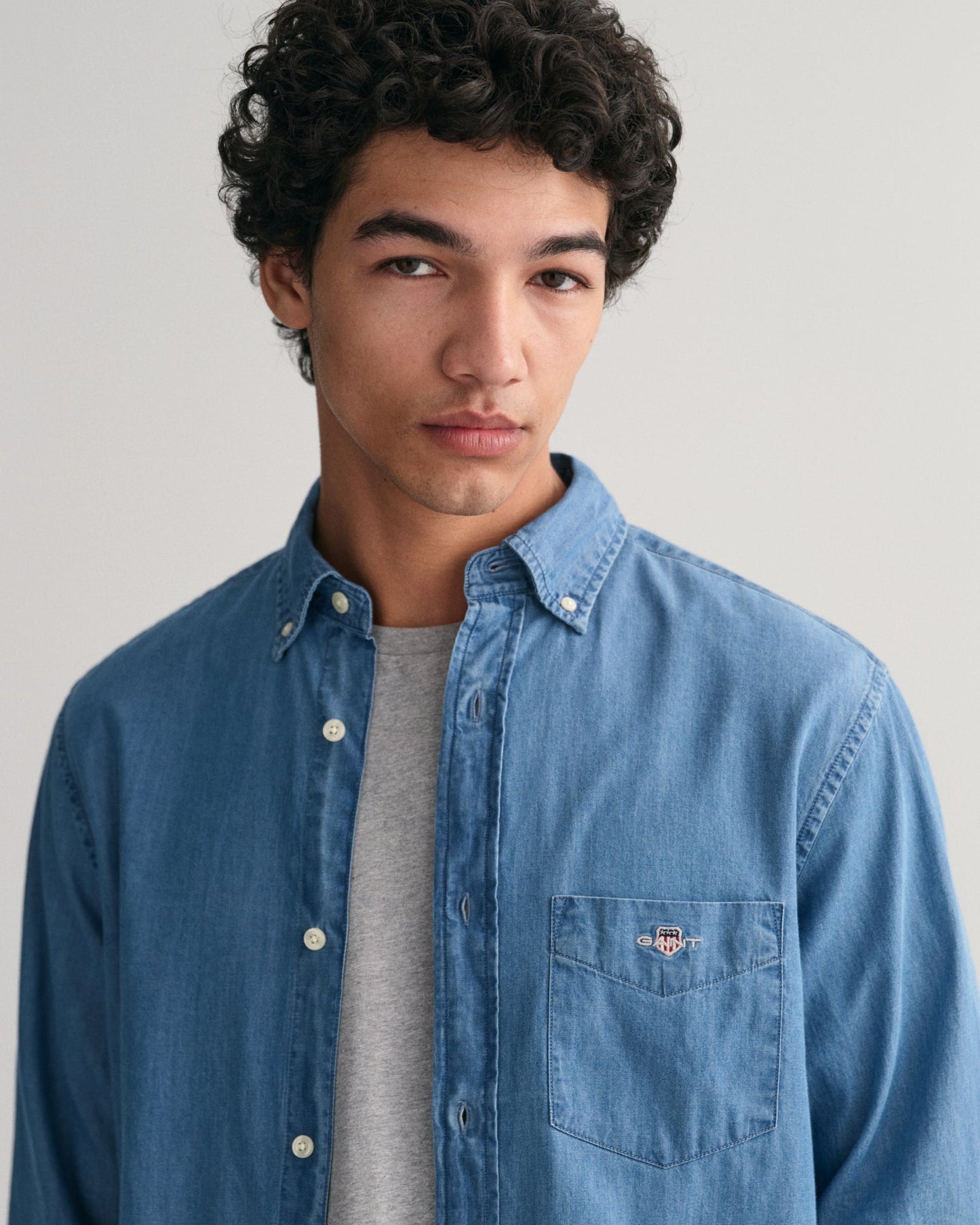 Men's Regular Fit Indigo Shirt - SEMI LIGHT BLUE