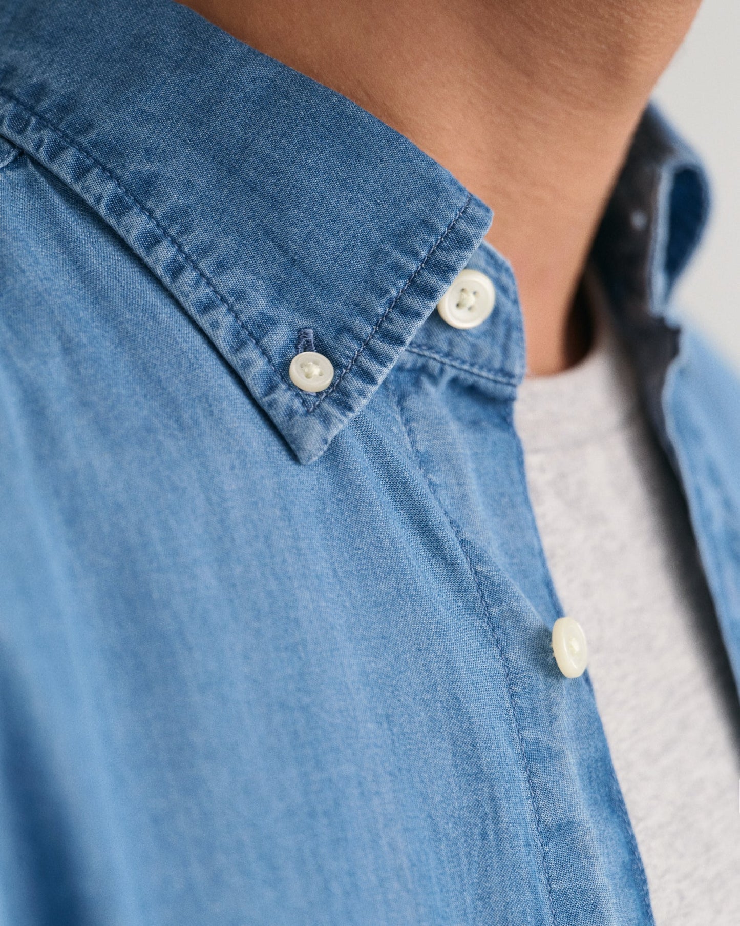 Men's Regular Fit Indigo Shirt - SEMI LIGHT BLUE