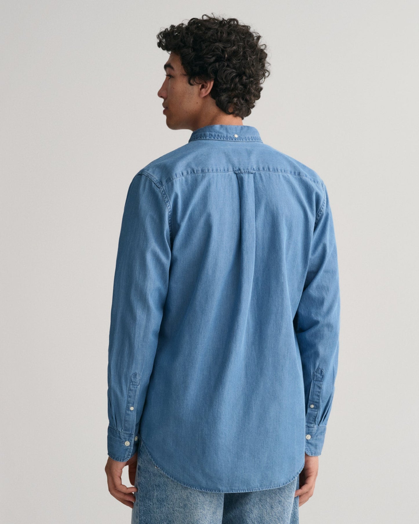 Men's Regular Fit Indigo Shirt - SEMI LIGHT BLUE