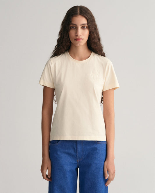 Women's Tonal Shield T-Shirt - LINEN