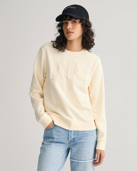 Women's Tonal Shield Crew Neck Sweatshirt - LINEN