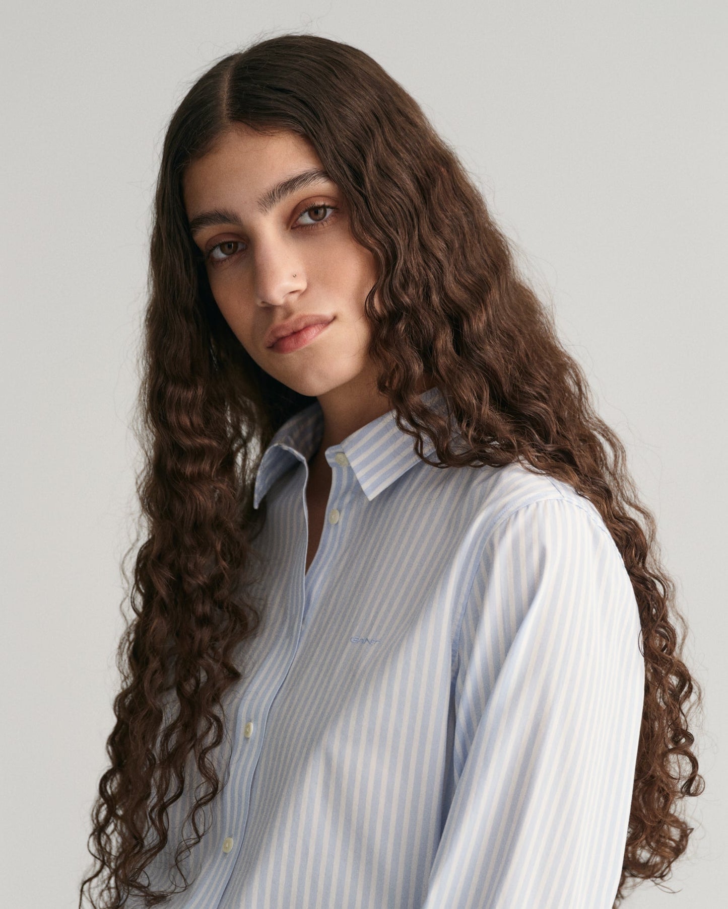 Women's Regular Fit Striped Poplin Shirt - LIGHT BLUE