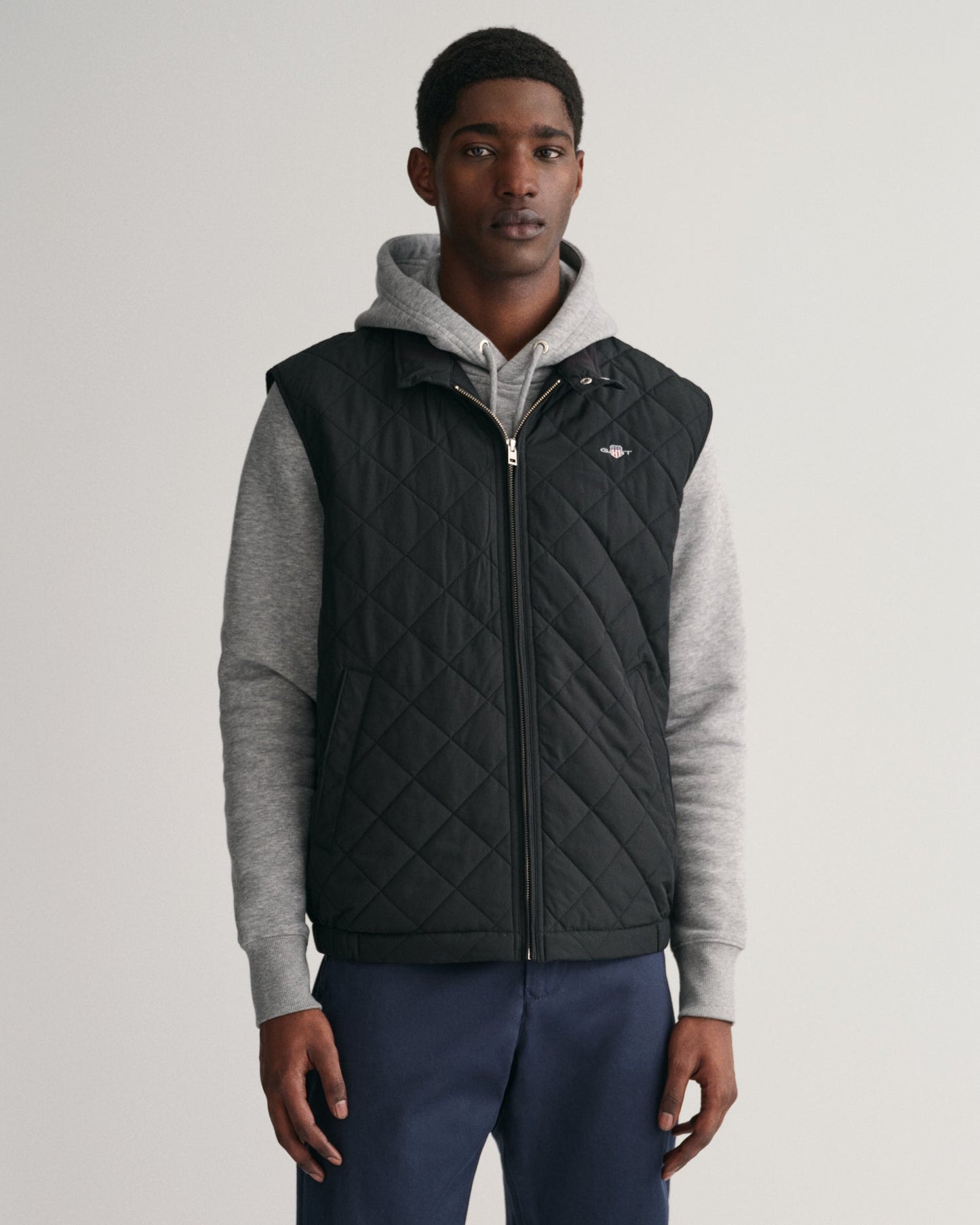 Men's Quilted Windcheater Vest - BLACK