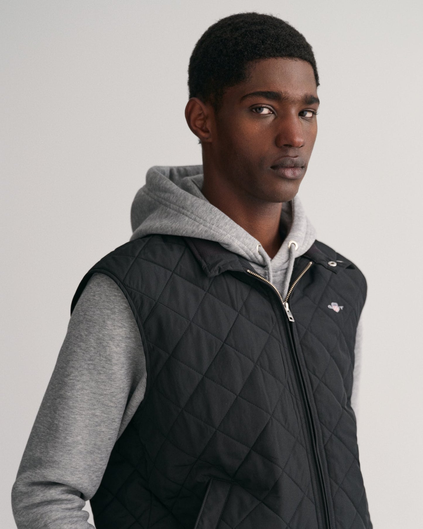 Men's Quilted Windcheater Vest - BLACK