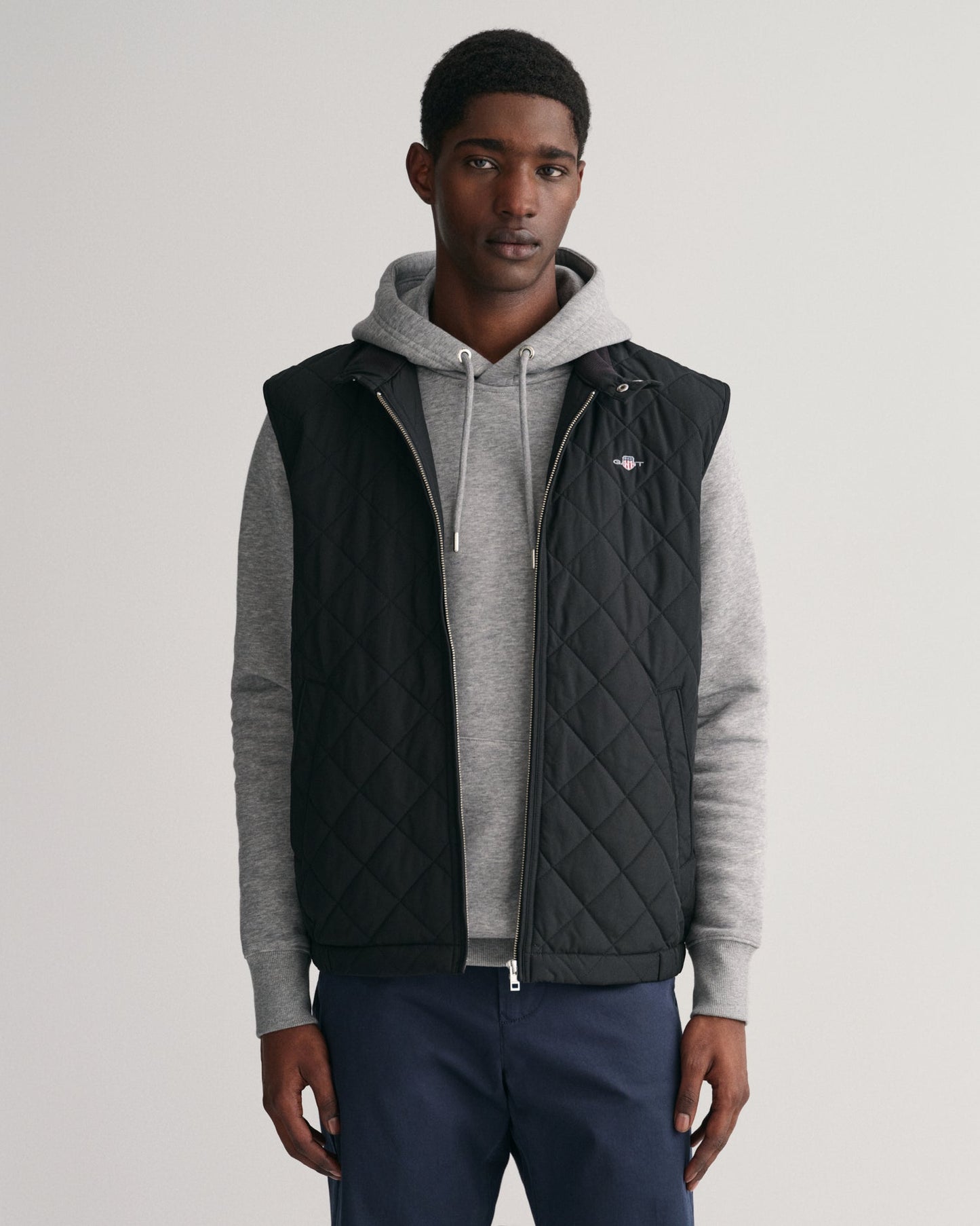 Men's Quilted Windcheater Vest - BLACK